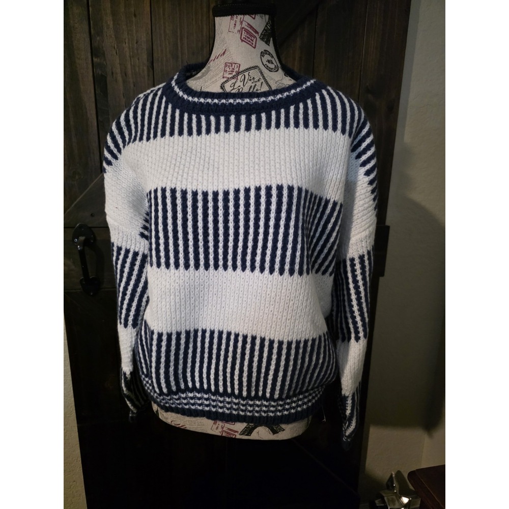 Sweater New Zaful Navy and White Knit XL #0002